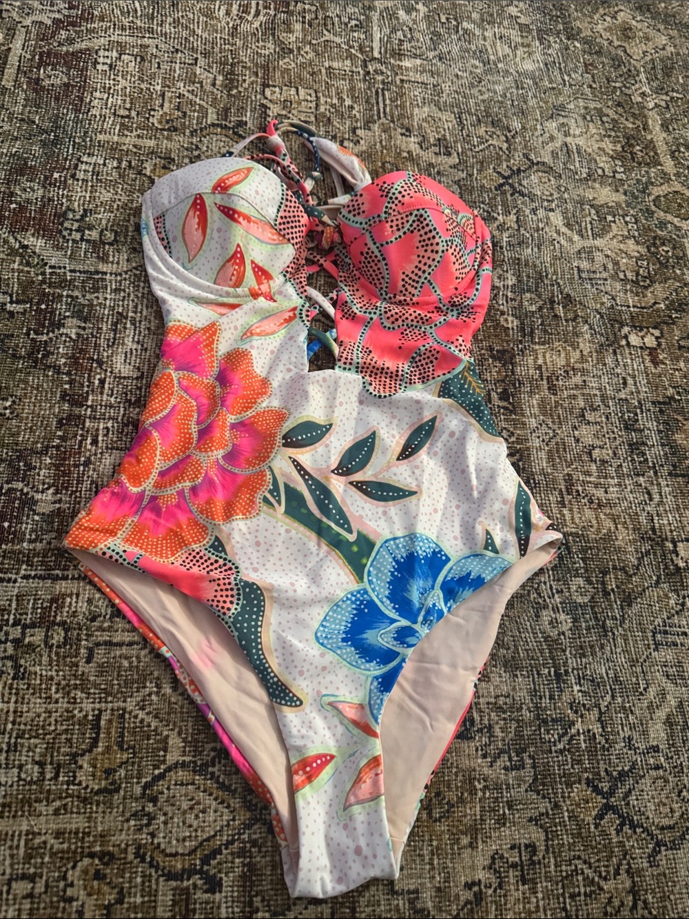 Colorful Floral One-Piece Swimsuit - Pink, Blue, Orange Mara Hoffman